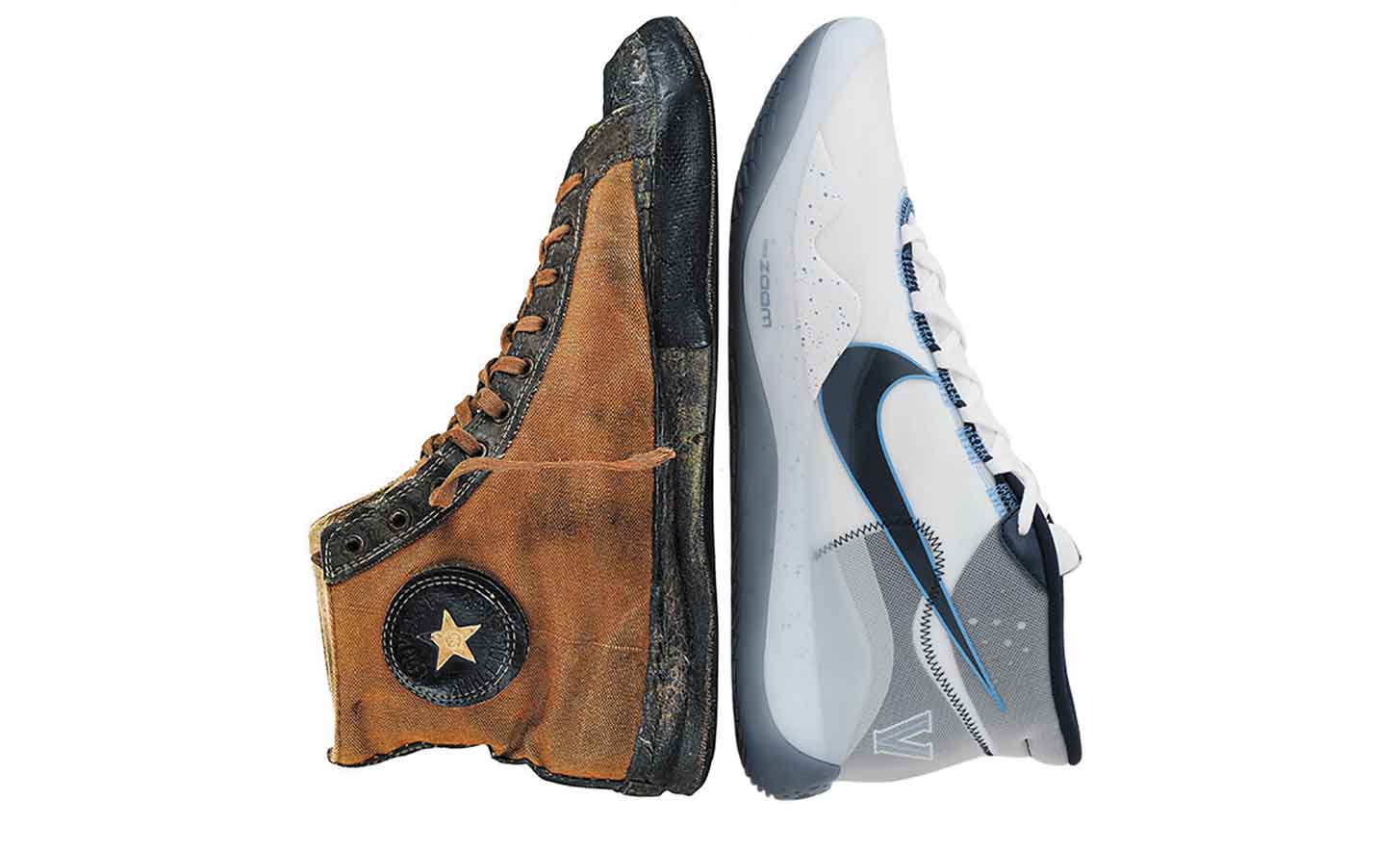 Converse and Villanova Nike sneaker side by side