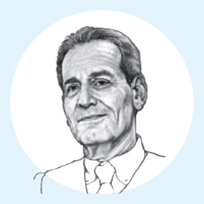 Black-and-white pencil illustration of Vincent Arpa