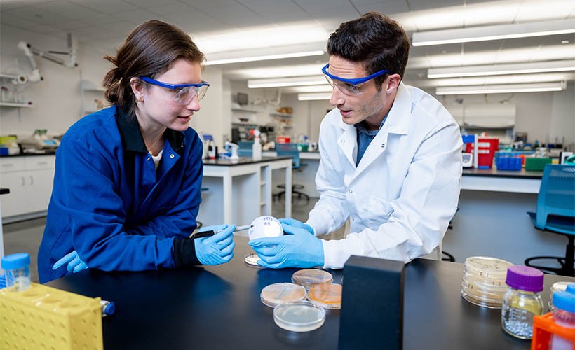 Villanova launches bachelor's degree in biomedical engineering student and professor in a chemical engineering lab