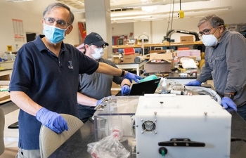 Dr. Nataraj and the NovaVent team developing a high-efficiency, low-cost ventilator. Dr. Nataraj and the NovaVent team developing a high-efficiency, low-cost ventilator.