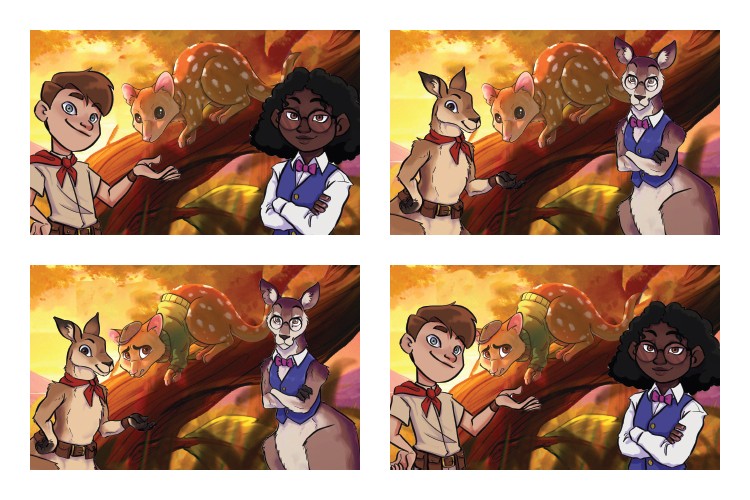 Illustrations from different versions of the picture book "The Lost Little Quoll" Illustrations from different versions of the picture book "The Lost Little Quoll"