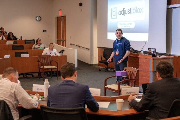 Brett Mastrangelo Delivers Presentation on Adjustiblox. Brett Mastrangelo Delivers Presentation on Adjustiblox.