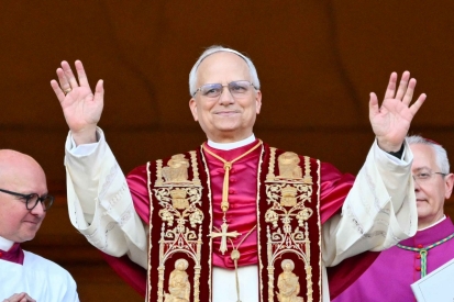 Pope Leo XIV, a Villanova graduate and Augustinian friar, waves to the crowds in St. Peter's Square after being introduced as the 267th Pope. Pope Leo XIV, a Villanova graduate and Augustinian friar, waves to the crowds in St. Peter's Square after being introduced as the 267th Pope.