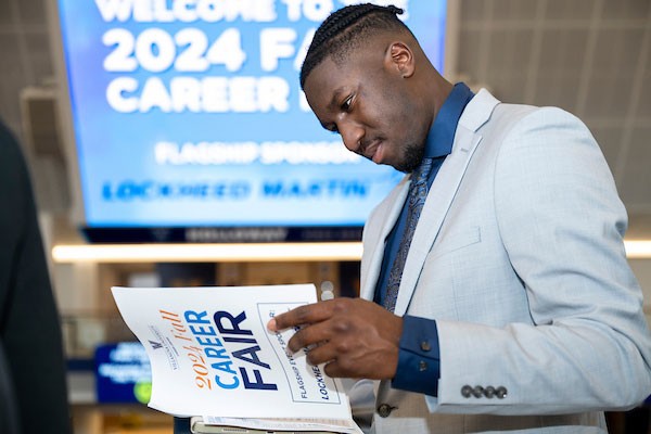 Male student at career fair