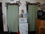Triple room closets View of two closets in an Alumni Hall triple room.