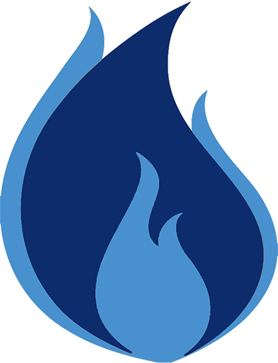 Decorative image of a blue graphic flame